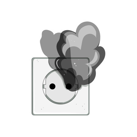 voltage short circuit fire cartoon vector illustrationのイラスト素材