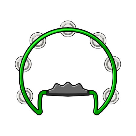 shake tambourine cartoon vector illustrationのイラスト素材