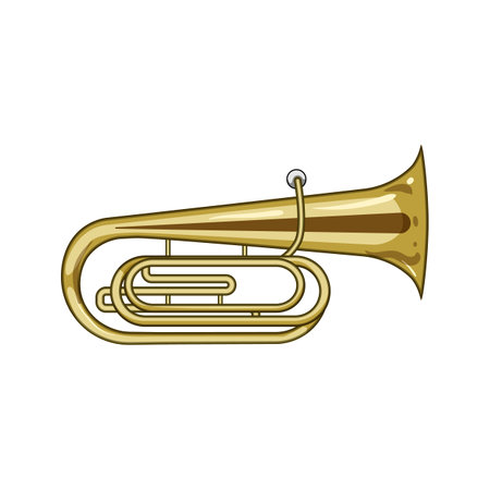 brass tuba cartoon vector illustrationのイラスト素材