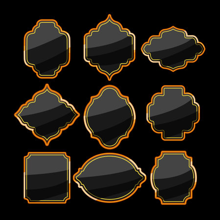 label golden luxury set cartoon vector illustrationのイラスト素材