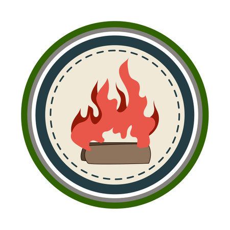 campfire retro bonfire badge cartoon vector illustrationのイラスト素材