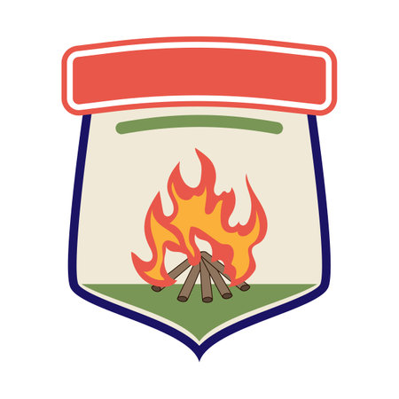 emblem retro bonfire badge cartoon vector illustrationのイラスト素材