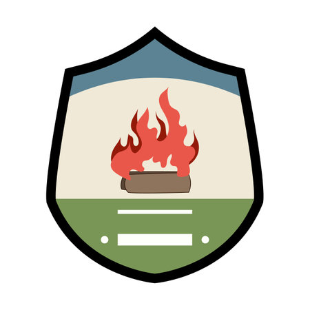 classic retro bonfire badge cartoon vector illustrationのイラスト素材