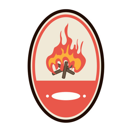 embroidery retro bonfire badge cartoon vector illustrationのイラスト素材