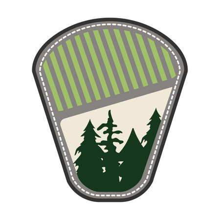 nature retro forest badge cartoon vector illustrationのイラスト素材