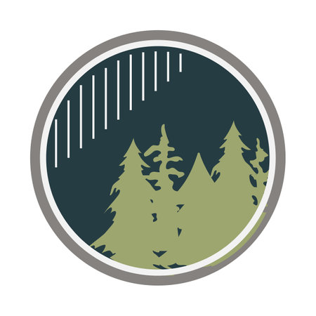 exploration retro forest badge cartoon vector illustrationのイラスト素材