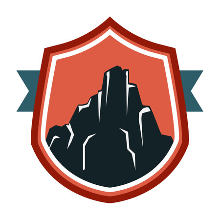 travel retro mountains badge cartoon vector illustrationのイラスト素材