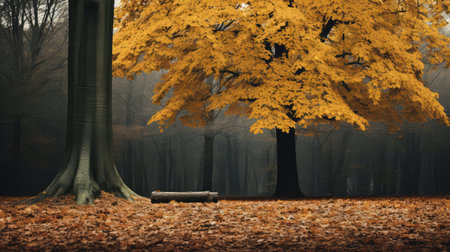 yellow tree with half leavesの素材