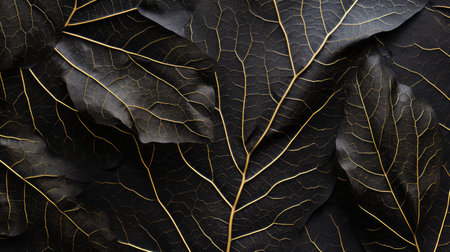 contrast black and gold leafの素材