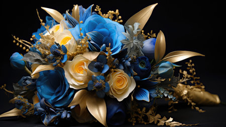 contrast blue and gold flowersの素材