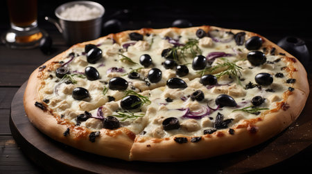 olives black and white pizzaの素材