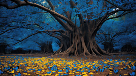 branches tree with butterfliesの素材