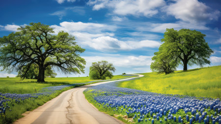 winding blue bonnet roadの素材