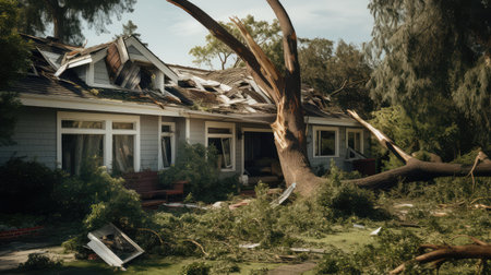 branches tree fell on houseの素材
