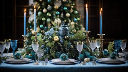 centerpiece blue and green christmasの素材