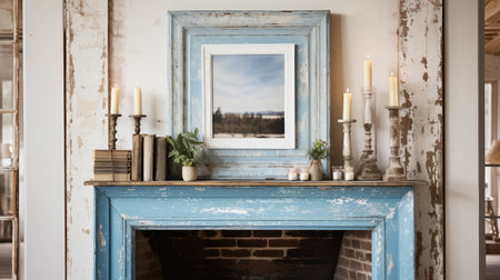 vintage blue picture frameの素材