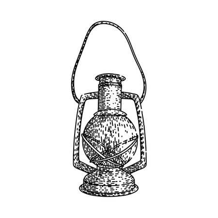 lantern oil lamp sketch hand drawn vectorのイラスト素材