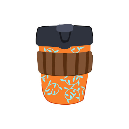 friendly coffee cup reusable cartoon vector illustrationのイラスト素材