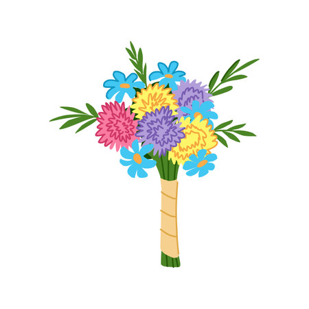 flowers bouquet wedding cartoon vector illustrationのイラスト素材