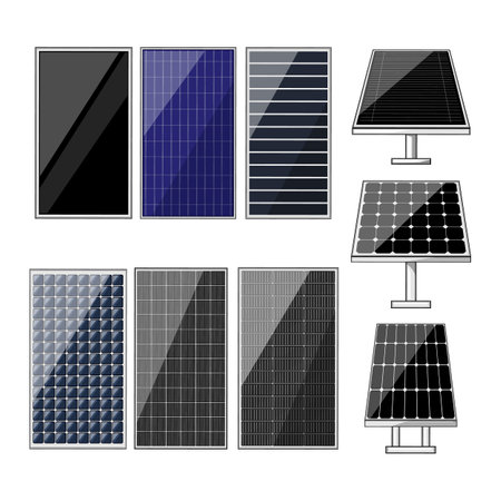 solar panels set cartoon vector illustrationのイラスト素材