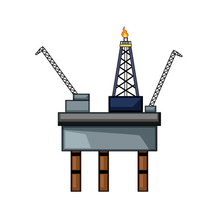 production oil rig cartoon vector illustrationのイラスト素材