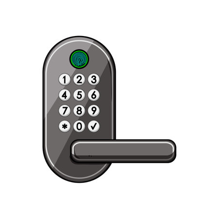 code fingerprint door lock cartoon vector illustrationのイラスト素材