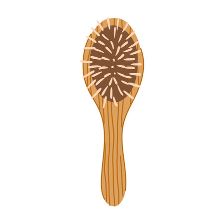 natural hair brush wooden cartoon vector illustrationのイラスト素材