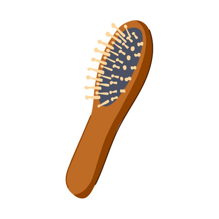 scalp hair brush wooden cartoon vector illustrationのイラスト素材