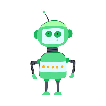 futuristic robot toy cartoon vector illustrationのイラスト素材