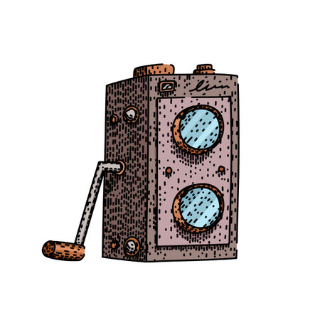 classic vintage camera sketch hand drawn vectorのイラスト素材
