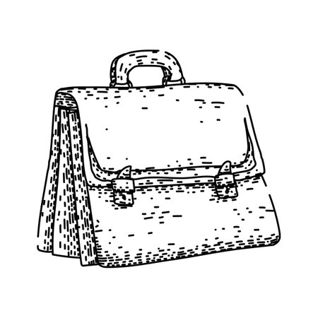 antique briefcase sketch hand drawn vectorのイラスト素材