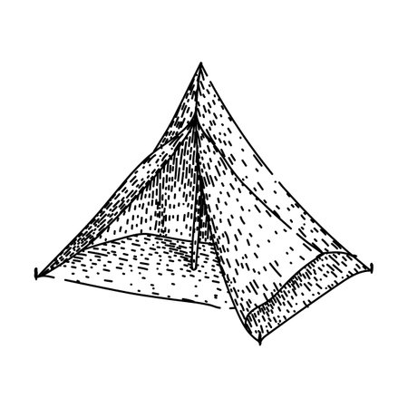 outdoor camping tent sketch hand drawn vectorのイラスト素材