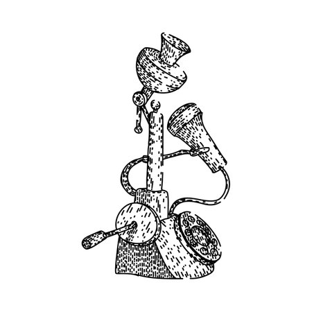 classic rotary telephone sketch hand drawn vectorのイラスト素材