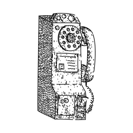 analog rotary telephone sketch hand drawn vectorのイラスト素材