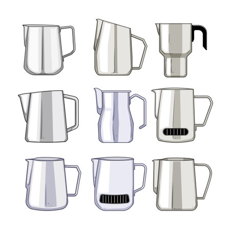 milk frothing pitcher set cartoon vector illustrationのイラスト素材