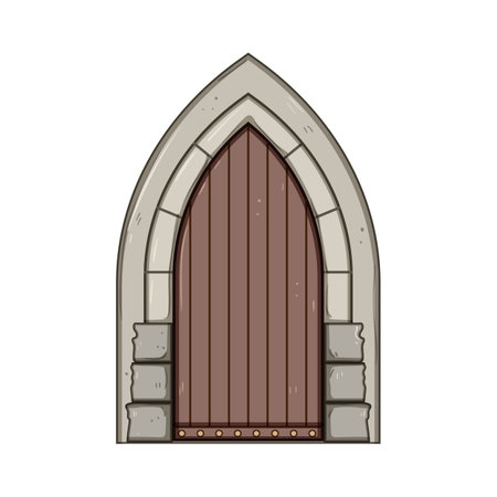 ironwork ancient medieval door cartoon vector illustrationのイラスト素材