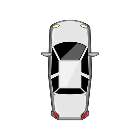 electric car top view cartoon vector illustrationのイラスト素材