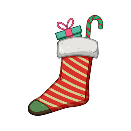 fireplace christmas sock cartoon vector illustrationのイラスト素材