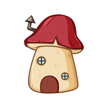 magical gnome house cartoon vector illustrationのイラスト素材