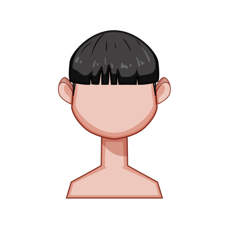 bowlcut hairstyles for kid boy cartoon vector illustrationのイラスト素材