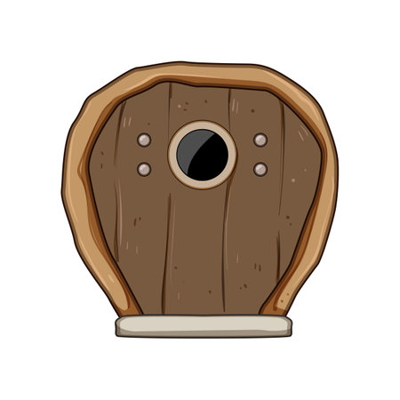 charm wooden door fairy tale house cartoon vector illustrationのイラスト素材