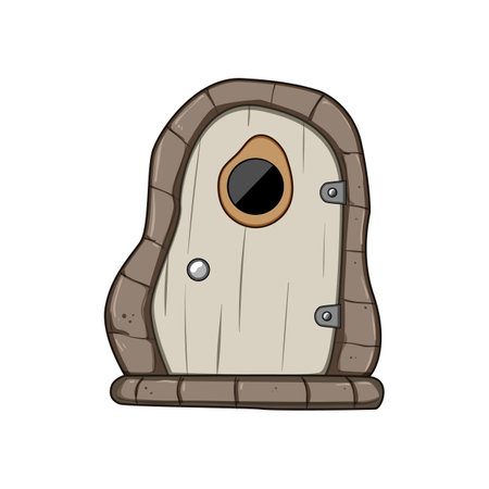 hidden wooden door fairy tale house cartoon vector illustrationのイラスト素材