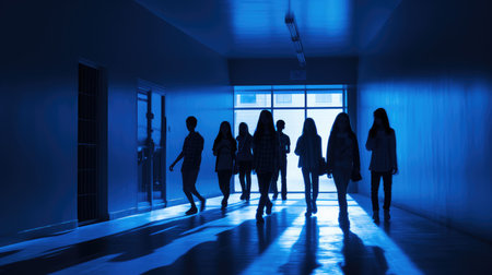 students christmas blue backgroundの素材