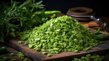 vibrant chopped green peppersの素材