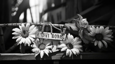 monochrome black and white daisyの素材