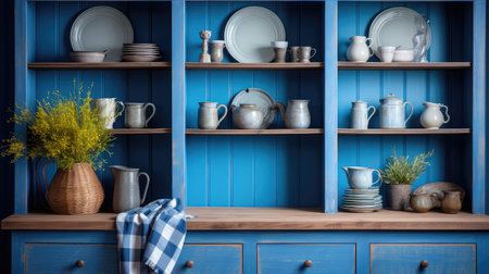 farmhouse blue plaid backgroundの素材