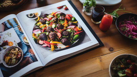 spred magazine on a tableの素材