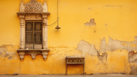 craftsmanship old yellow wallの素材