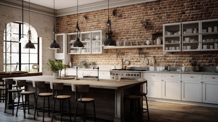 brick old and new kitchenの素材