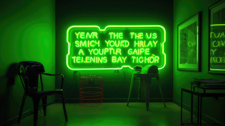 playful neon green lettersの素材